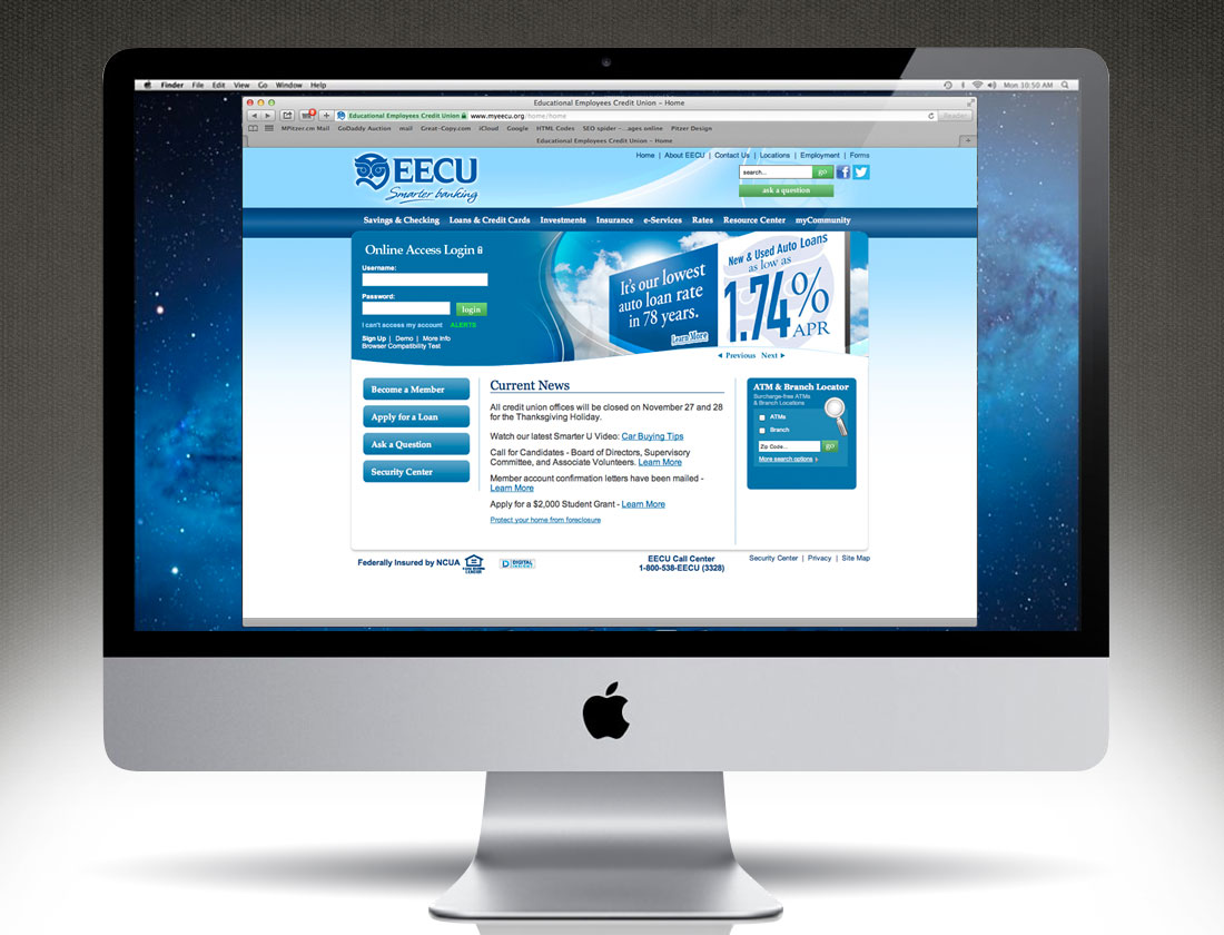 EECU - 1.74% APR website header