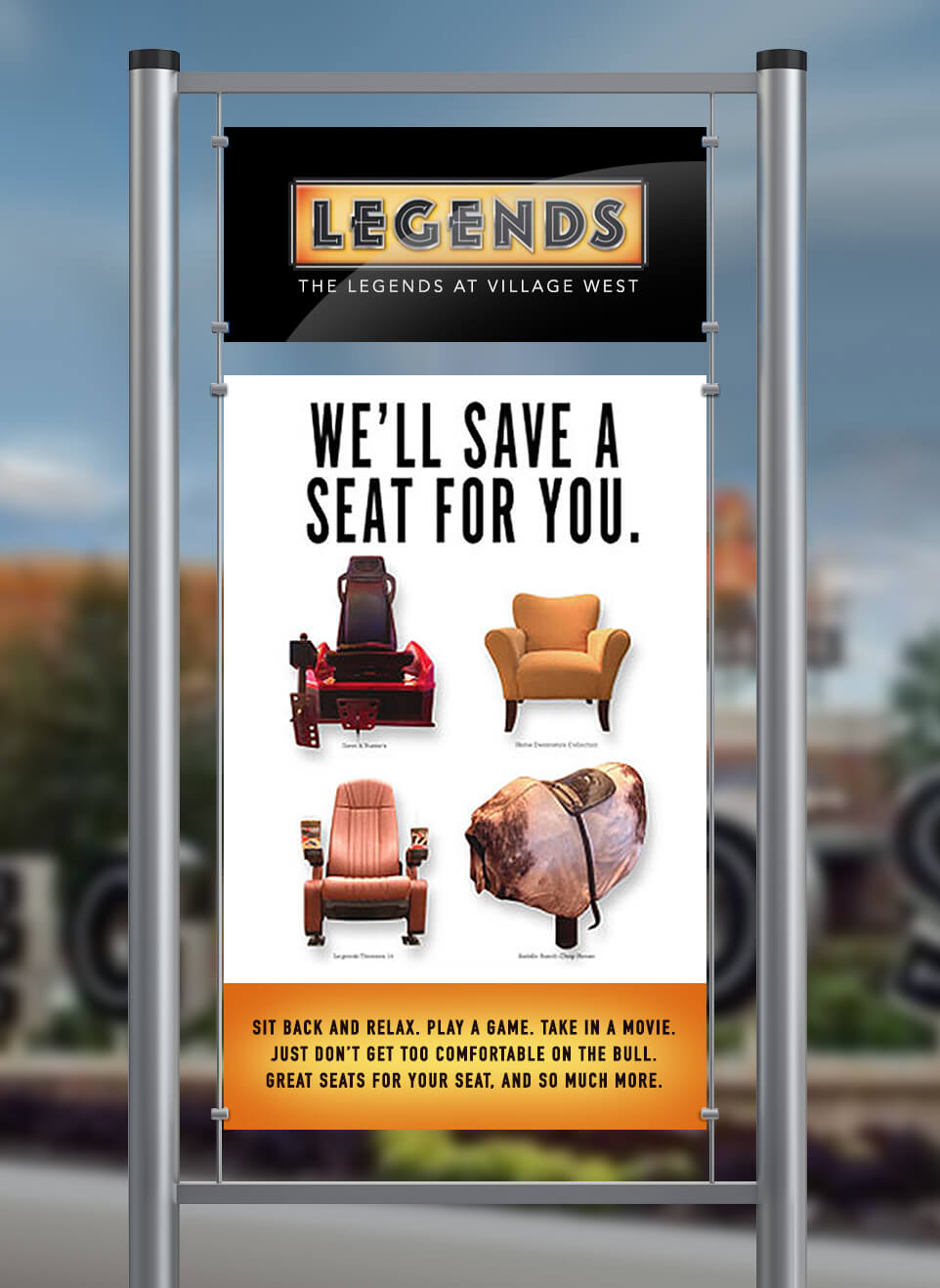 On-site poster #1 series created for The Legends at Village West.