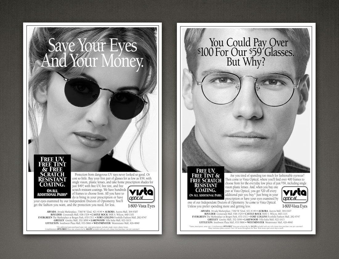 New West Eyeworks print ads 2 and 3