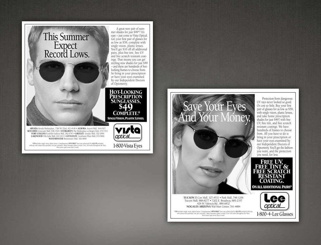 New West Eyeworks print ads 4 and 5