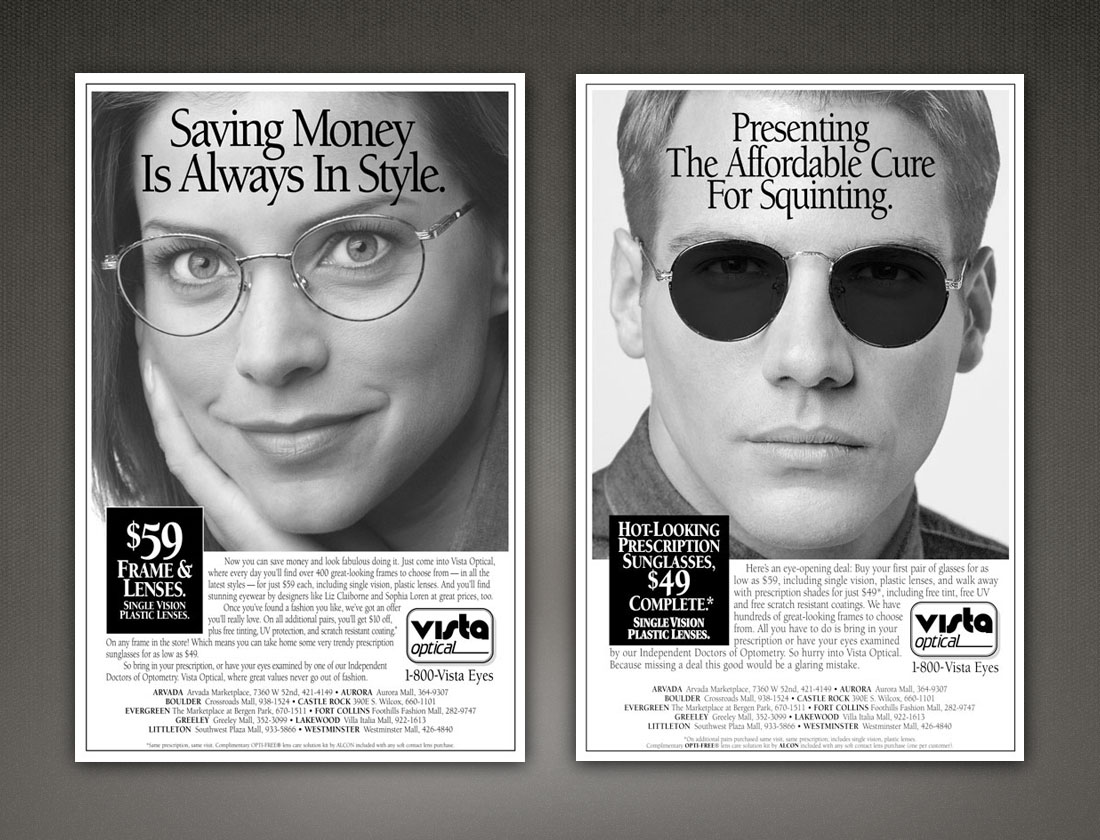 New West Eyeworks print ads 11 and 12
