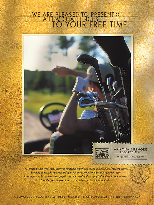 Golf print ad created for the Arizona Biltmore